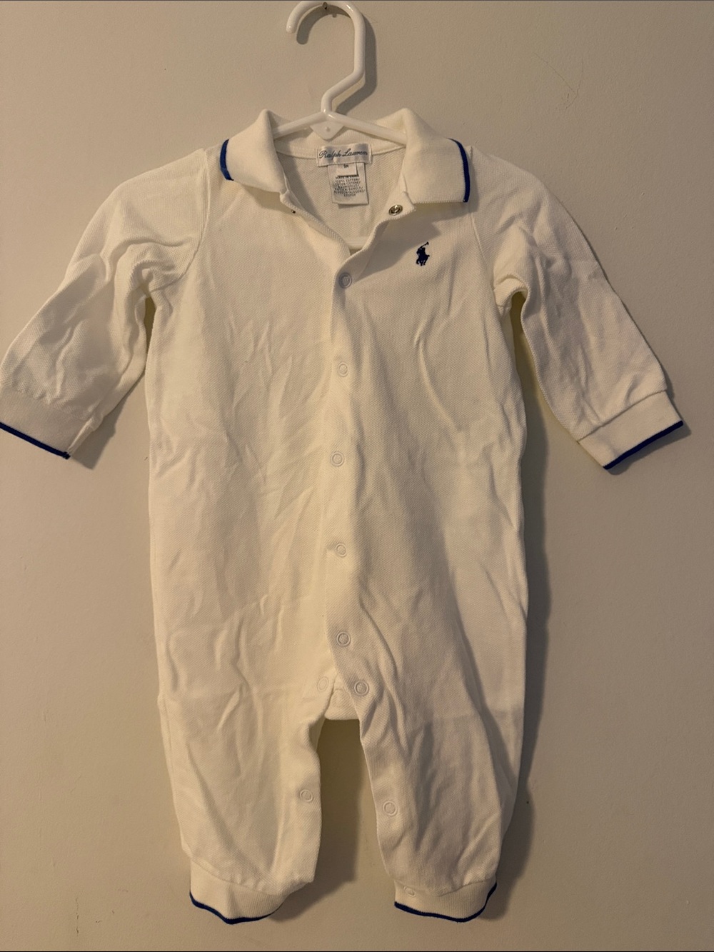 Ralph Lauren White Polo One-Piece with Navy Trim